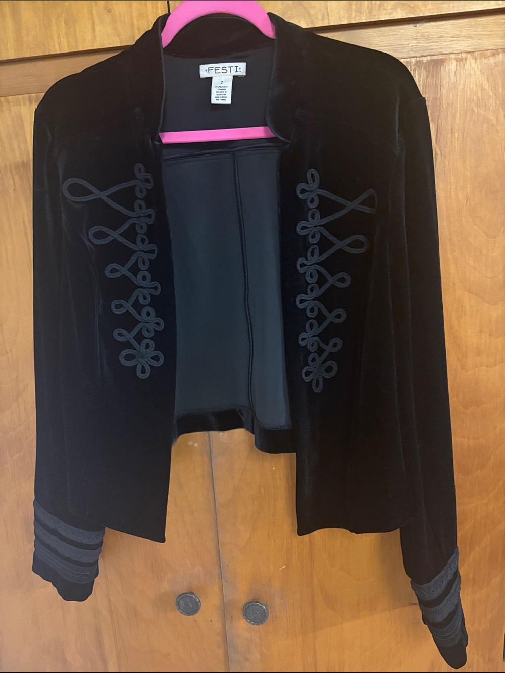 Festi Black Velvet Cropped Jacket size 2x